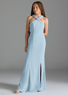 Azazie Rue Junior Sky Blue Mermaid Side Slit Chiffon Dress image1