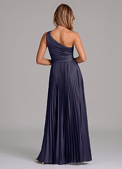 Azazie Lyrica 신부 들러리 드레스 A라인 한쪽 어깨 스트레치 새틴 비대칭 드레스 image8