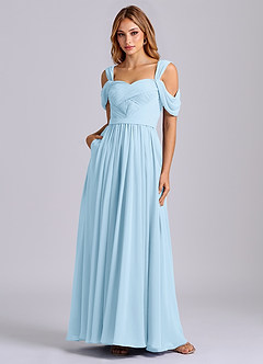 Azazie Koa Brudtärnklänningar Klä av A-Linje i Chiffong Av axeln Himmelsblå image3