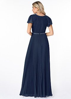 Azazie Kara Modest Bridesmaid Dresses A-Line Pleated Chiffon Floor-Length Dress image2