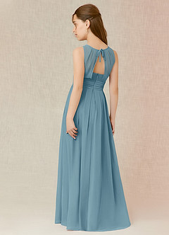 Azazie Bibiane Junior Moody Blue A-Line Pleated Chiffon Dress image5