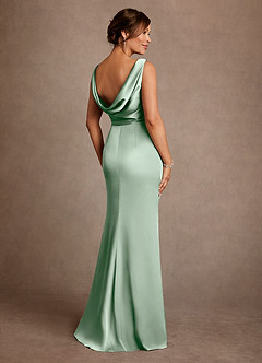 Azazie Baltimore Mother of the Bride Dresses Agave A-Line Pleated Stretch Satin Dress image2