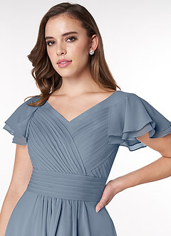 Azazie Hadley Final Sale A-Line Pleated Chiffon Knee-Length Dress image6