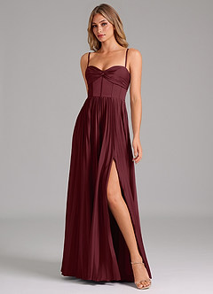Azazie Tyla Brautjungfernkleider A-Linie Herzausschnitt Stretch-Satin Kleid Cabernetrot image4