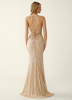 Noellress Champagne Lace Sequin Embroidery Beading Prom Dress image2