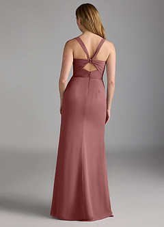 Azazie Mero Bridesmaid Dresses Desert Rose Sheath Pleated Chiffon Dress image3