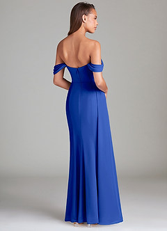 Azazie Amyra Bridesmaid Dresses Royal Blue Sheath Off the Shoulder Chiffon Convertible Dress image4