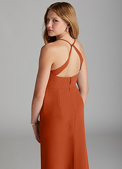 Azazie Becca Junior Robe Sirène en Mousseline de soie Orange Brûlée image2