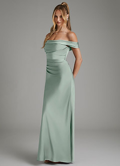 Azazie Hayden Bridesmaid Dresses Agave Mermaid Corset Stretch Satin Dress image4