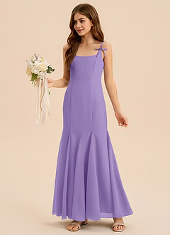 Azazie Evey Junior Vestido de Tahití de Gasa de Corte Sirena con Plisado image4