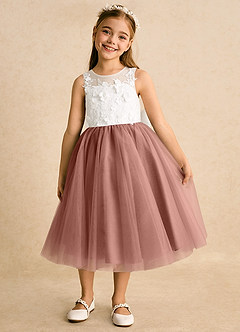 Azazie Lina Flower Girl Dresses Ivory Cedar Rose Ball-Gown Lace Dress image5
