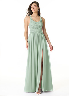 Azazie Olani Brautjungfernkleider Wandelbar A-Linie Schulterfrei Chiffon Kleid Agave image1
