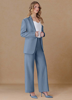 front Amelia Zakurzony Niebieski Dwuczęściowy garnitur o kroju oversize z wyrafinowanego splotu