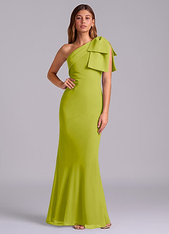 Azazie Yuanna Bridesmaid Dresses Lemongrass Mermaid One Shoulder Chiffon Dress image1