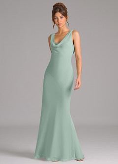 Azazie Rylina Bridesmaid Dresses Agave Mermaid Pleated Chiffon Dress image3