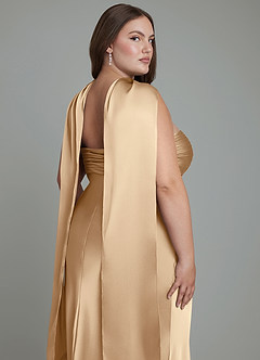 Azazie Saylor Jurken voor bruidsmeisjes Jurk van Stretch Satijn met Zeemeermin Strapless Champagne image9