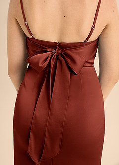 Azazie Mai Junior Terracotta A-Line Sweetheart Neckline Stretch Satin Dress image6