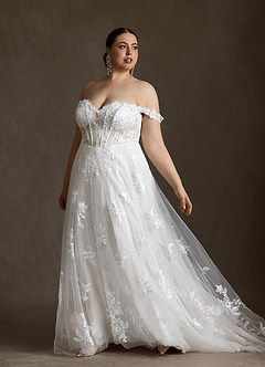 Azazie Florentina Robes de mariée Robe Trapèze en Tulle Paillettes en forme de cœur Blanc De Diamant image15
