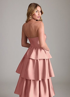 Azazie Faye Vestidos de damas de honor Vestido de Rosetón de Satén Elástico de Línea A con Volante image6