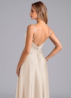 Azazie Elita Bridesmaid Dresses White Alabaster A-Line Pleated Stretch Satin Dress image2