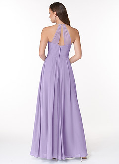 Azazie Ginger Bridesmaid Dresses Lilac A-Line Halter Pleated Chiffon Dress image2