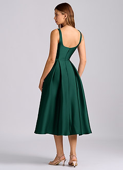 Azazie Amalie Bridesmaid Dresses Emerald A-Line Pleated Stretch Satin Dress image5