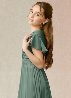 Azazie Mosley Junior Vestido de Eucalipto de Malla de Corte En A con Volante image6