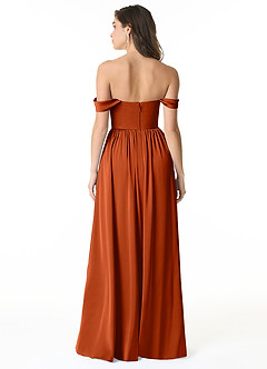 Azazie Morana Bridesmaid Dresses Paprika A-Line Off the Shoulder Stretch Satin Convertible Dress image3