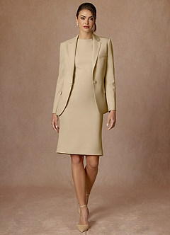 front Kennedy Szampan Komplet Ze Strukturowaną Marynarką I Eleganckim Garniturem