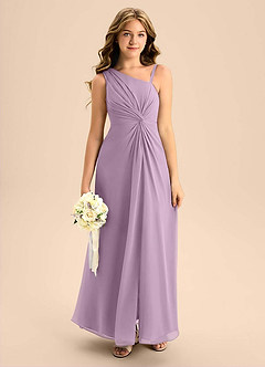 Azazie Brooke Junior Vestido de Glicinia de Gasa de Corte en A con Corte Lateral image1