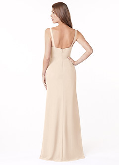 Azazie Salma Bridesmaid Dresses White Alabaster Sheath Side Slit Chiffon Dress image2