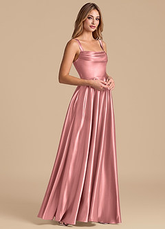 Azazie Shaude Robes de demoiselle d'honneur Robe Trapèze en Satiné métallisé Plissée Rosette image4