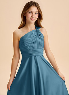 Azazie Charlize Junior Klä av A-Line i Stretch Satin Plisserad image6