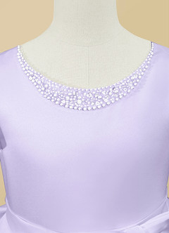 Azazie Jewel Flower Girl Dresses Lilac Ball-Gown Pleated Matte Satin Dress image8
