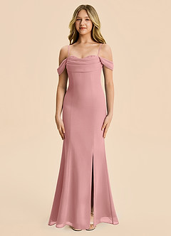 Azazie Nira Junior Dusty Rose Mermaid Ruched Chiffon Dress image6