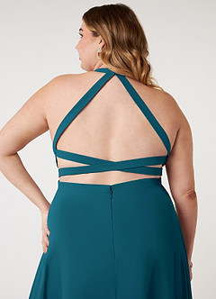 Azazie Clarice Bridesmaid Dresses Ink Blue A-Line Halter Chiffon Dress image10
