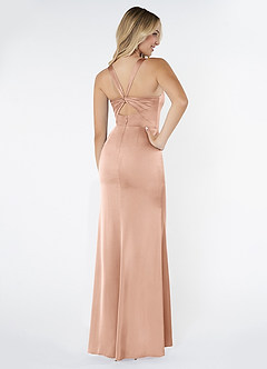 Azazie Mero Brudtärnklänningar Klänning av Tubklänning i Stretch Satin Plisserad Roséguld image3
