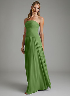Azazie Layla Bridesmaid Dresses Basil A-Line Strapless Chiffon Dress image4