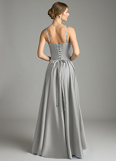 Azazie Evadina Suknie dla druhen Linia A Gorset Satyna elastyczna Do ziemi Sukienka image2