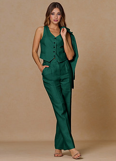 front Belicia Emerald 100% hør 2-delt jakkesæt