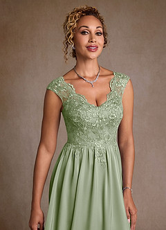 Azazie Amethyst Mother of the Bride Dresses Dusty Sage A-Line Lace Dress image6