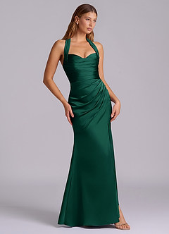 Azazie Destiny Bridesmaid Dresses Emerald Mermaid Sweetheart Neckline Stretch Satin Dress image3