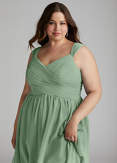 Azazie Angie Bridesmaid Dresses Matcha A-Line Corset Chiffon Dress image16