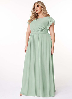 Azazie Daphne Modest Bridesmaid Dresses A-Line Ruffled Chiffon Floor-Length Dress image9