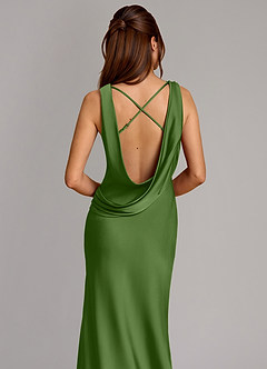 Azazie Cheryl Vestidos de damas de honor Vestido de Albahaca de Satén Elástico de Corte Sirena image2