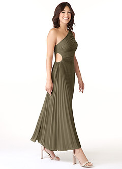 Azazie Kirra Brautjungfernkleider A-Linie One-Shoulder Chiffon Kleid Weidengrün image3