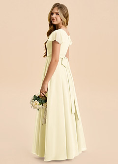 Azazie Cady Junior Lemon Sorbet A-Line Pleated Chiffon Dress image6