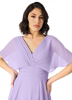 Azazie Pamela Bridesmaid Dresses Lilac A-Line V-Neck Pleated Chiffon Dress image4
