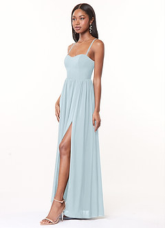 Azazie Marilyssa Bridesmaid Dresses Sky Blue A-Line Corset Stretch Chiffon Dress image3