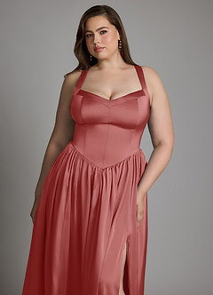 Azazie Francis Brautjungfernkleider A-Linie Korsett Stretch-Satin Kleid Antike Rose image14